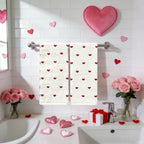 YIXAXKAO 2 Pieces Valentine's Day Hand Towels for Bathroom Red Pink Heart Cotton