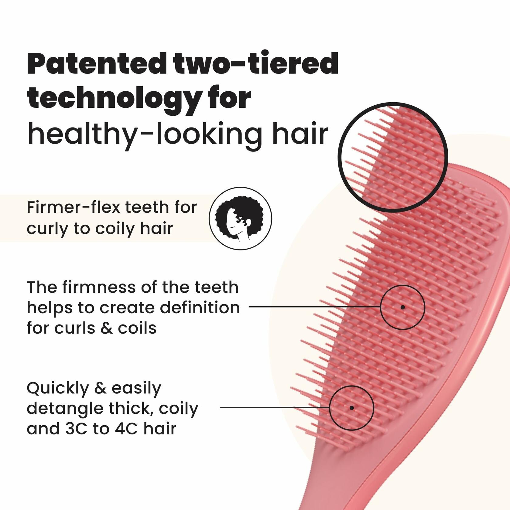 OPEN BOX- Tangle Teezer Ultimate Detangler Curly Hair Brush, Dry & Wet