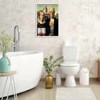 Funny Bathroom Canvas Wall Art Vintage American Gothic Toilet Poster World