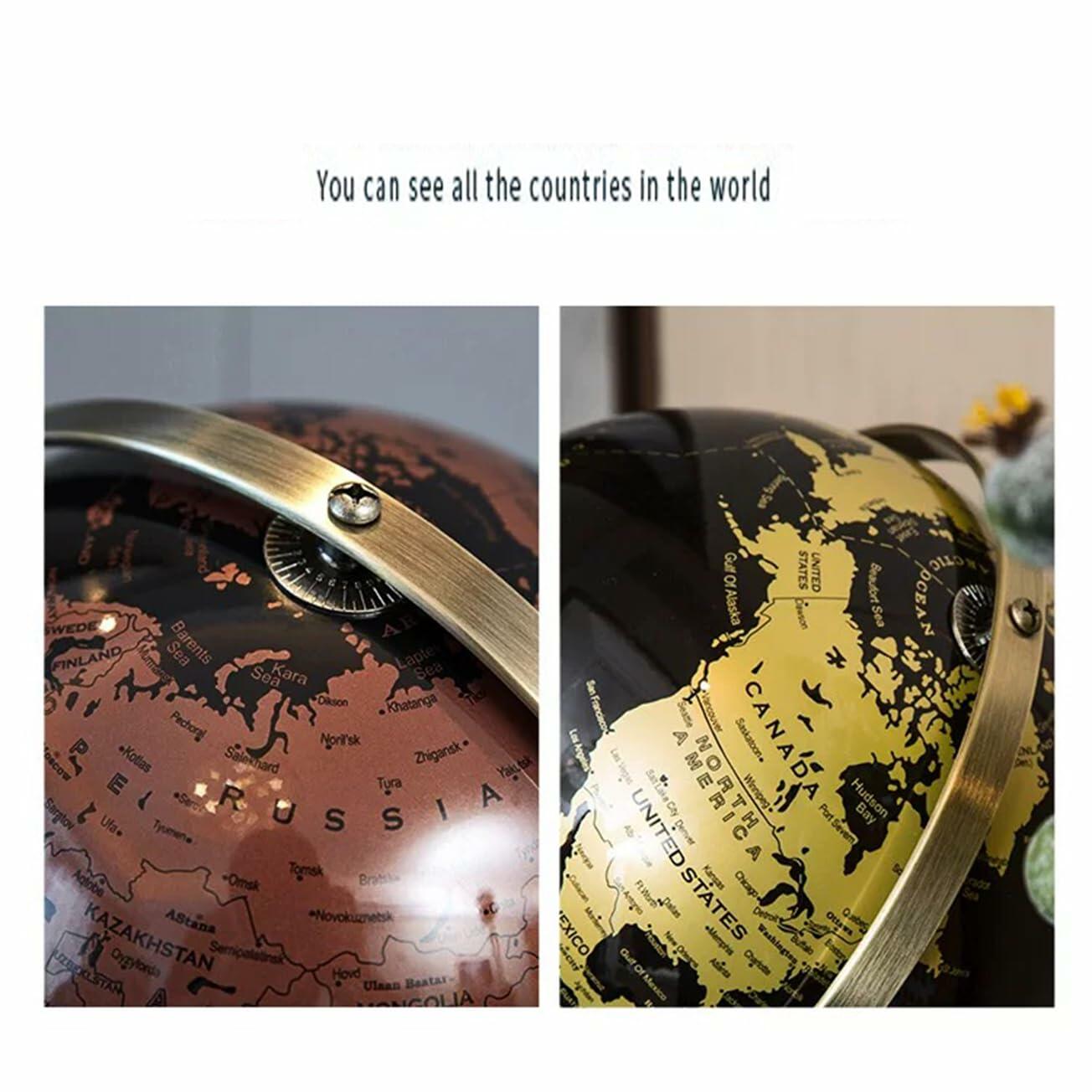 World Globe with Rotating Stainless Steel Stand for Adults - Elegant Adult Home