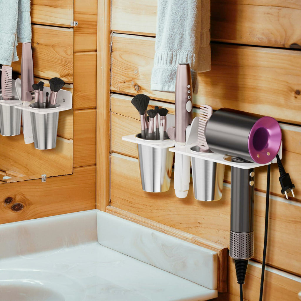 HIIMIEI Hair Tool Organizer Wall Mount, White Acrylic Hot Tool Holder with