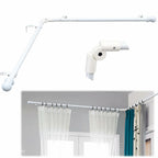Lcokeiy White Steel Corner Curtain Rod, 30-136 Inch, Adjustable, Wall Mounted,