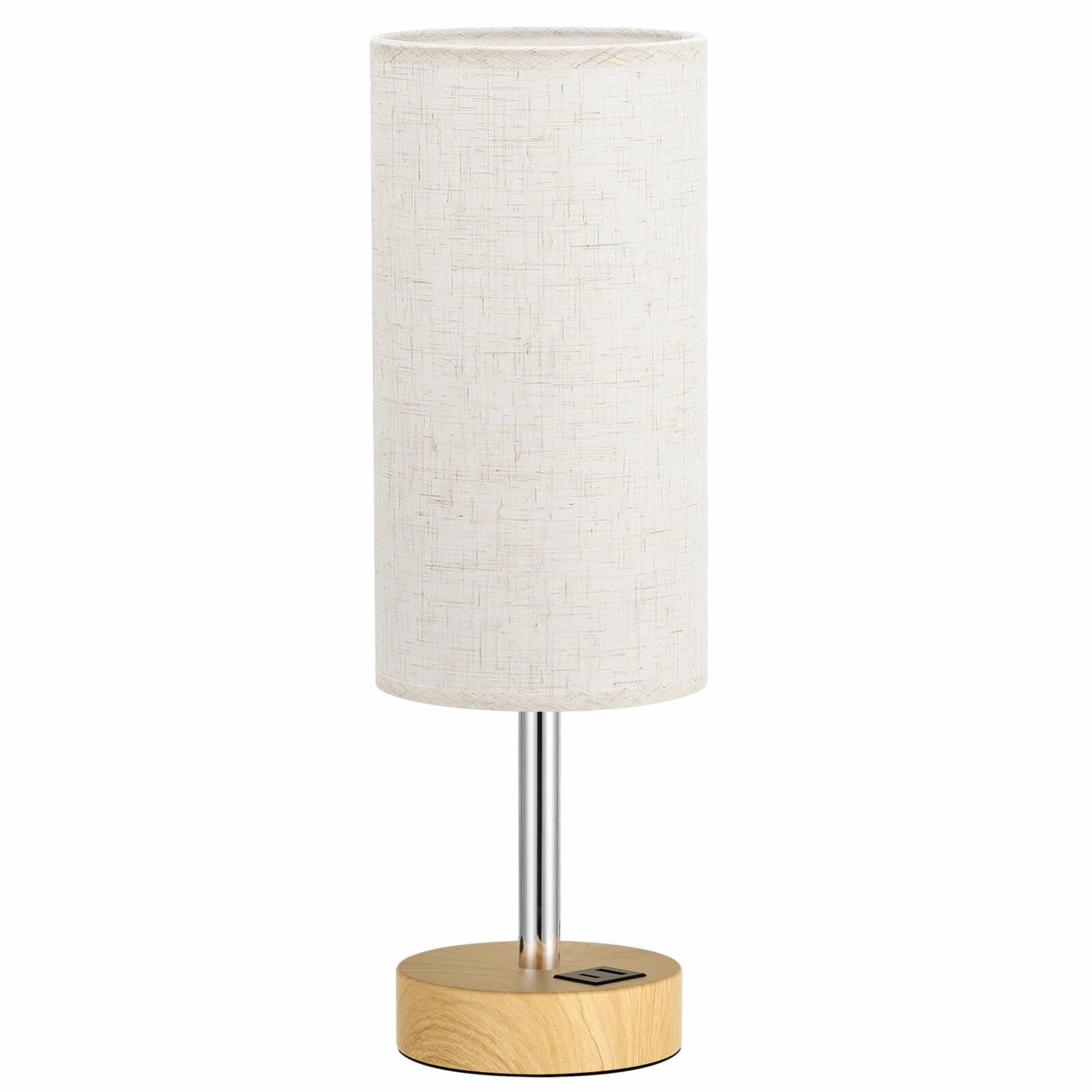 Dicoool Touch Bedside Table Lamp with USB - 3 Way Dimmable Wood Lamp for Bedroom
