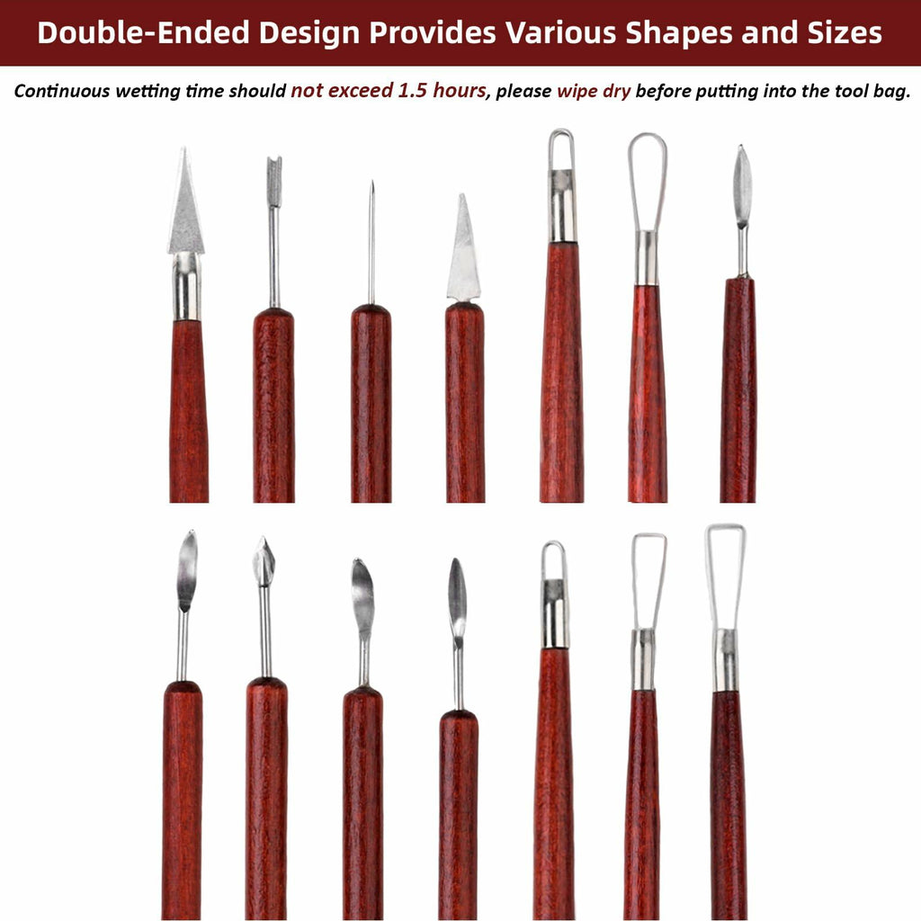 Blisstime 18PCS Clay Sculpting Tools, Basic Clay Pottery Carving Tool Kit with