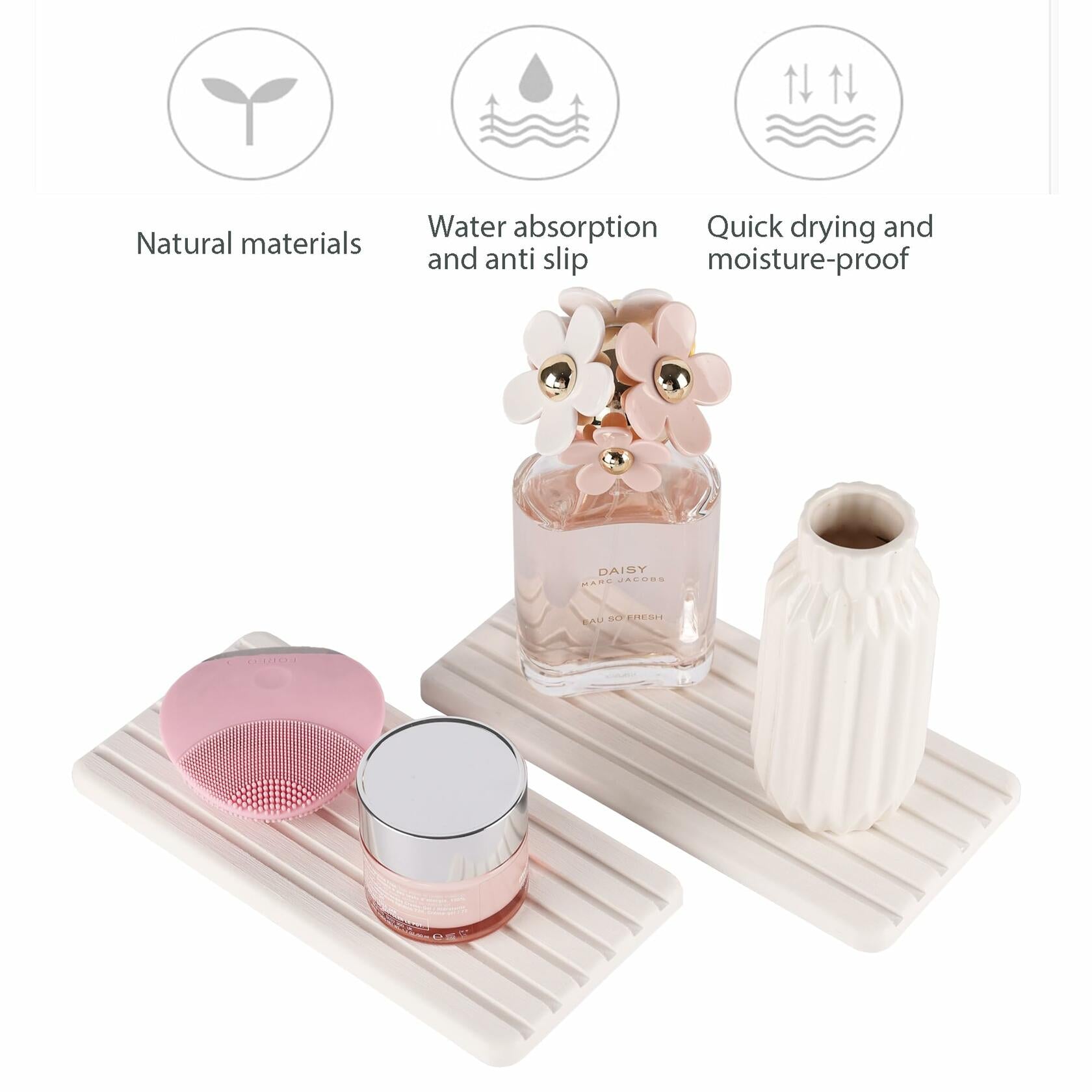 NiuYichee 2 PCS Water Absorbent diatomite Coasters, 8.3" x 4" Water Absorbing