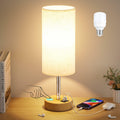 Dicoool Touch Bedside Table Lamp with USB - 3 Way Dimmable Wood Lamp for Bedroom