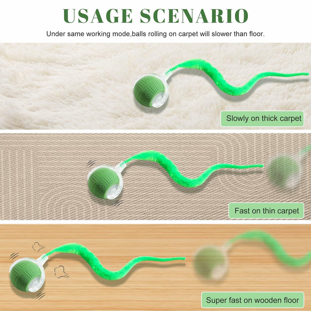 NVTED 2 PCS Interactive Cat Toys for Indoor Cats, Fast Rolling on Carpet Flash