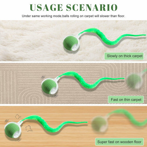 NVTED 2 PCS Interactive Cat Toys for Indoor Cats, Fast Rolling on Carpet Flash