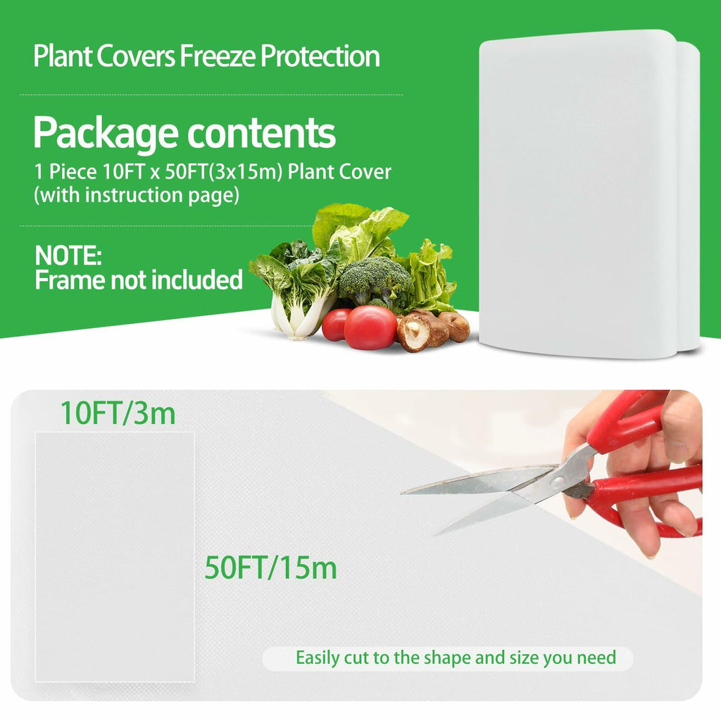 GUKULIVEL Plant Covers Freeze Protection, 10x50ft Green Frost Blanket for