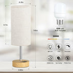 Dicoool Touch Bedside Table Lamp with USB - 3 Way Dimmable Wood Lamp for Bedroom
