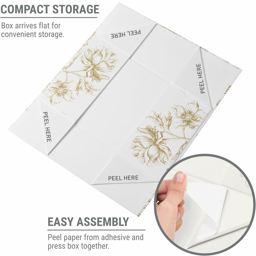 Sorarto Luxury Keepsake Gift Box  13.5" x 9" x 4.3" Gold Floral Decorative Boxes
