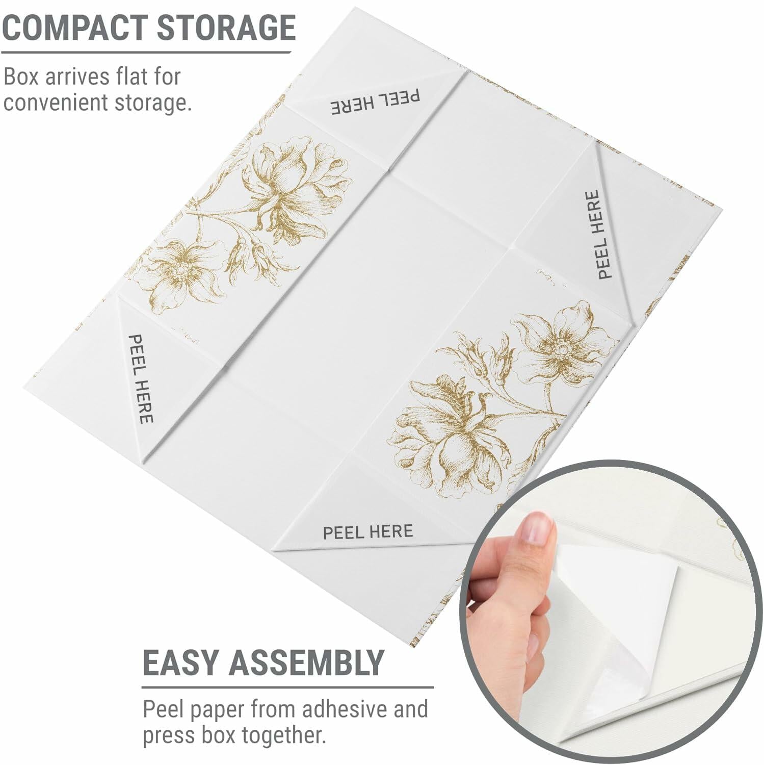 Sorarto Luxury Keepsake Gift Box  13.5" x 9" x 4.3" Gold Floral Decorative Boxes