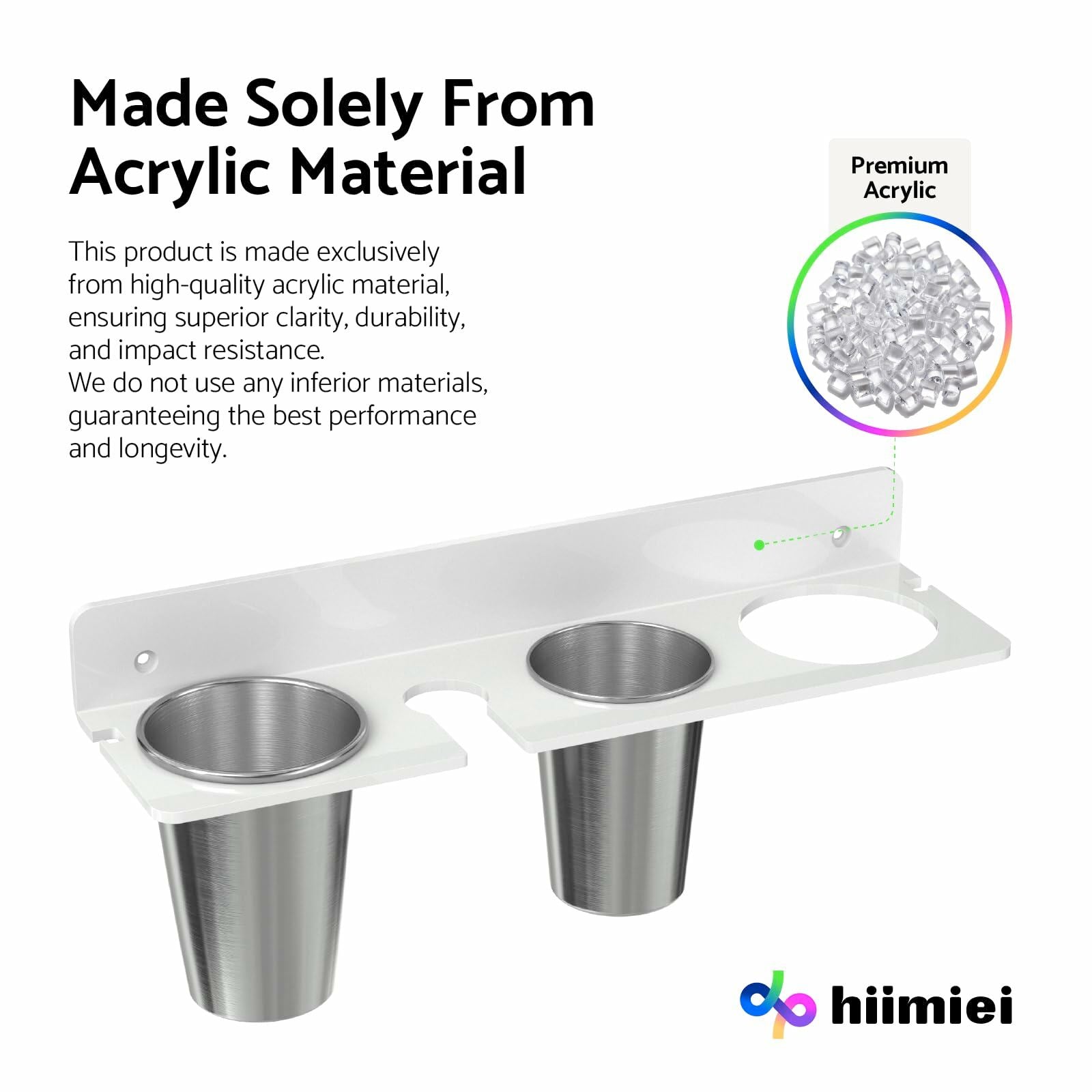 HIIMIEI Hair Tool Organizer Wall Mount, White Acrylic Hot Tool Holder with
