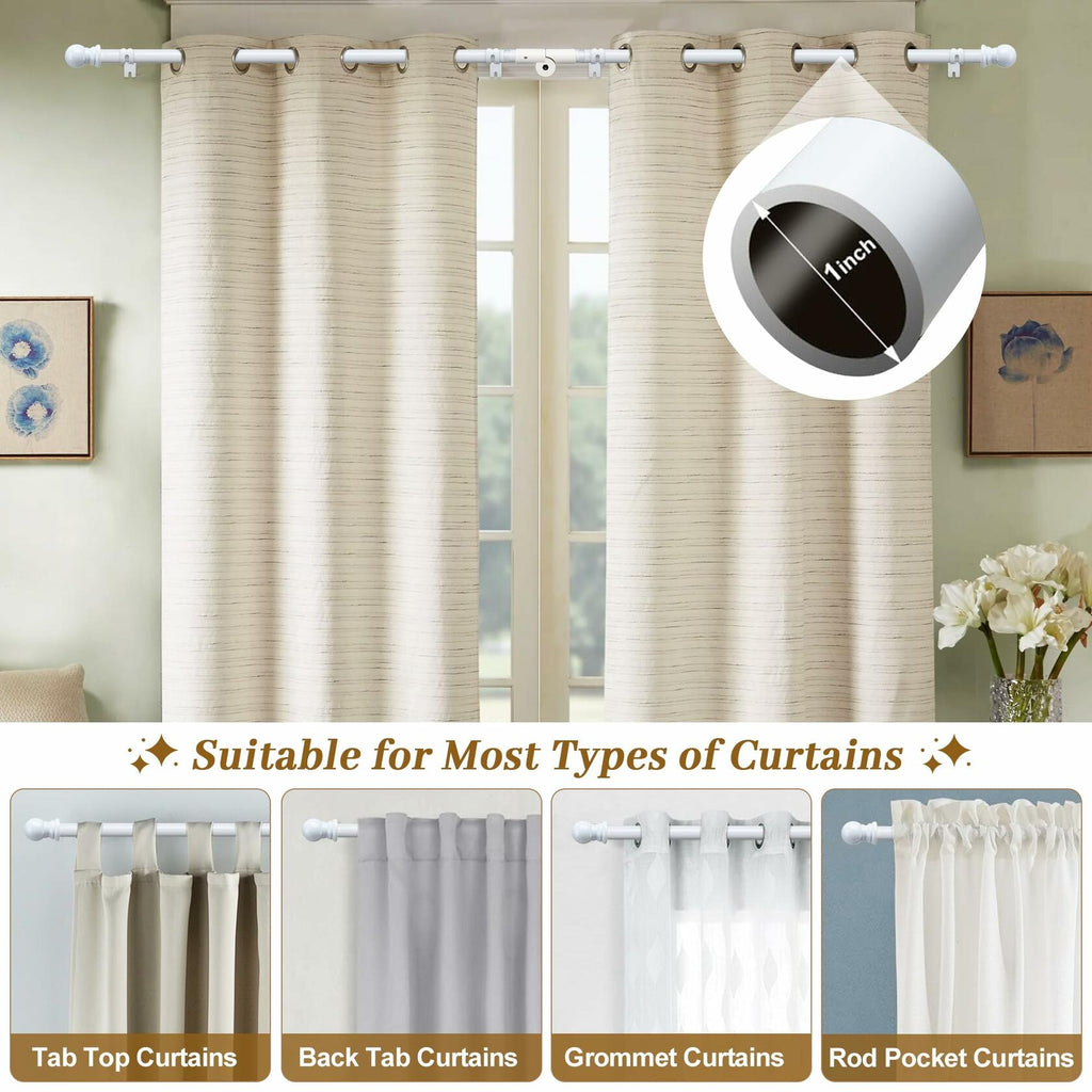 Lcokeiy White Steel Corner Curtain Rod, 30-136 Inch, Adjustable, Wall Mounted,