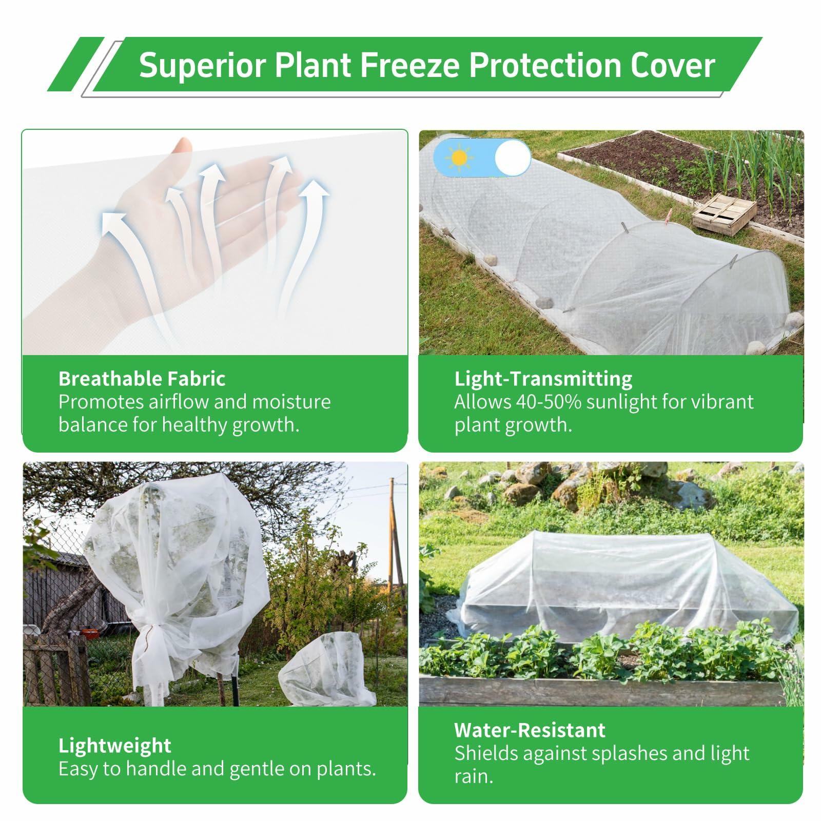 GUKULIVEL Plant Covers Freeze Protection, 10x50ft Green Frost Blanket for