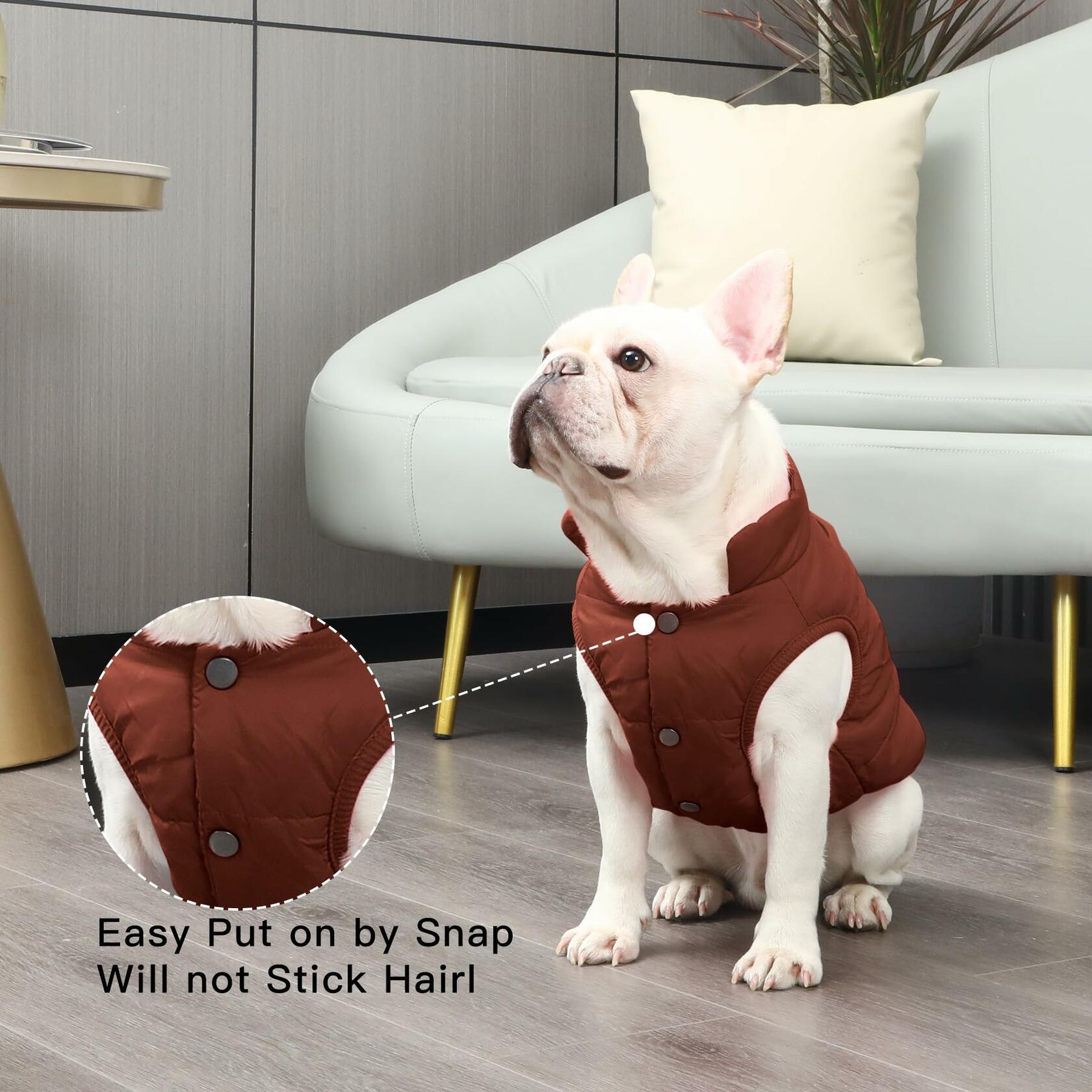JoyDaog 2 Layers Fleece Lined Warm Dog Jacket for Puppy Winter Cold Weather,Soft