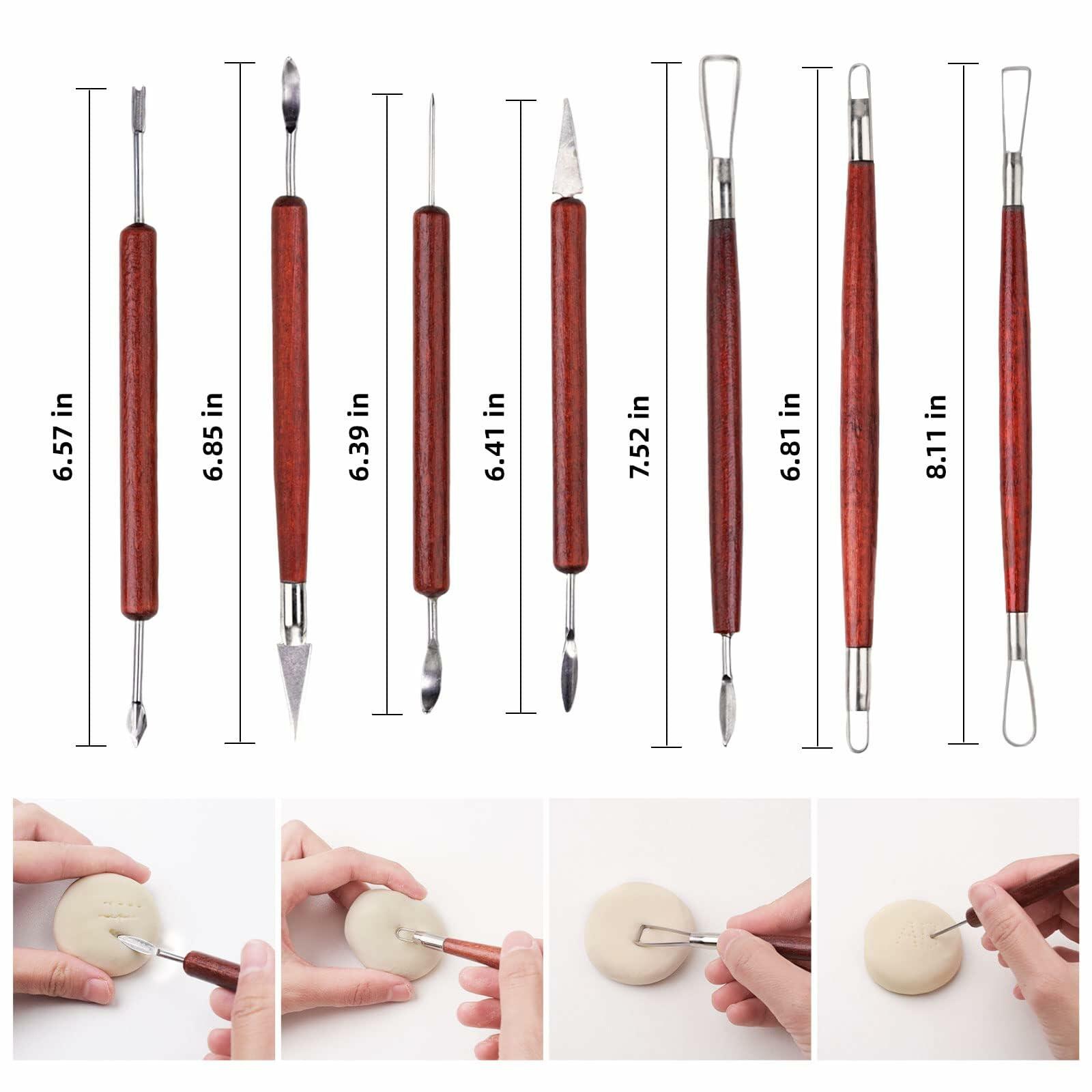 Blisstime 18PCS Clay Sculpting Tools, Basic Clay Pottery Carving Tool Kit with