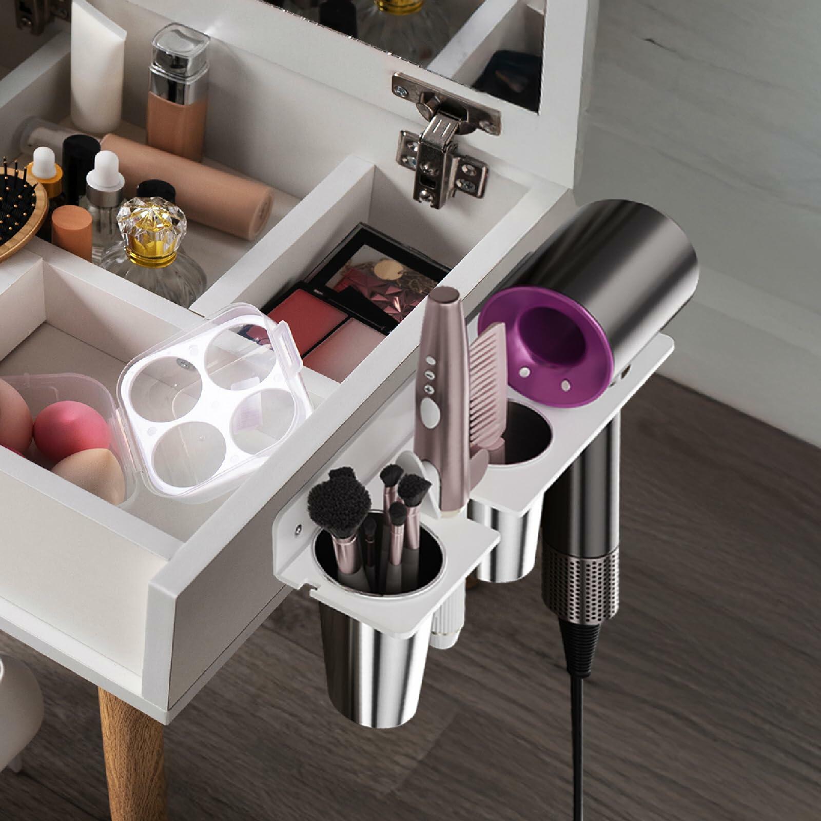 HIIMIEI Hair Tool Organizer Wall Mount, White Acrylic Hot Tool Holder with