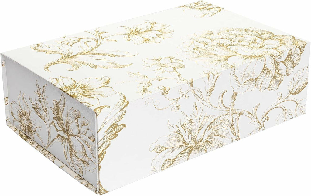 Sorarto Luxury Keepsake Gift Box  13.5" x 9" x 4.3" Gold Floral Decorative Boxes
