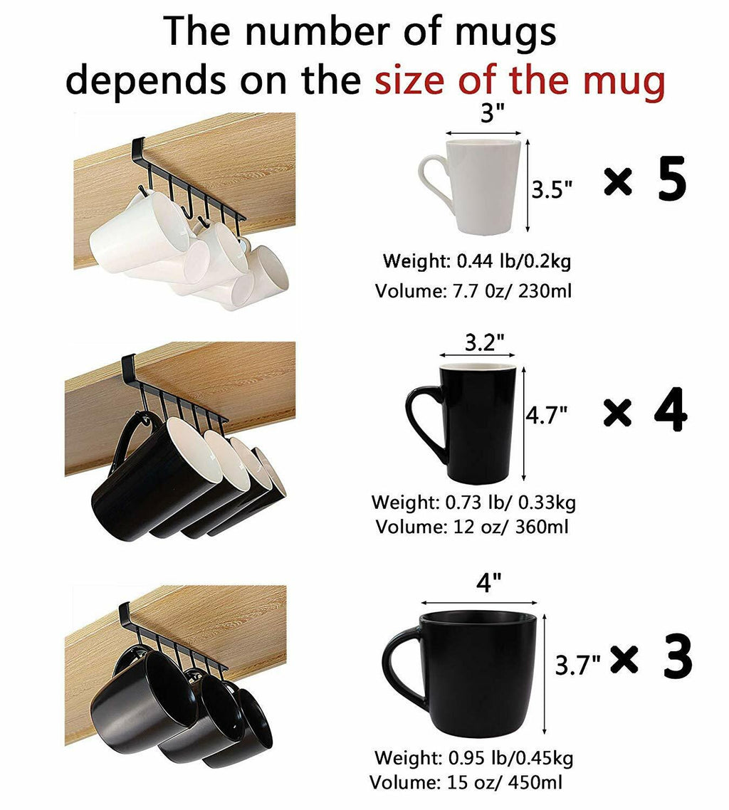 2 PACK Mug Holder,Coffee Cup Holder,Kitchen Utensil Storage Hook,Cabinet Storage