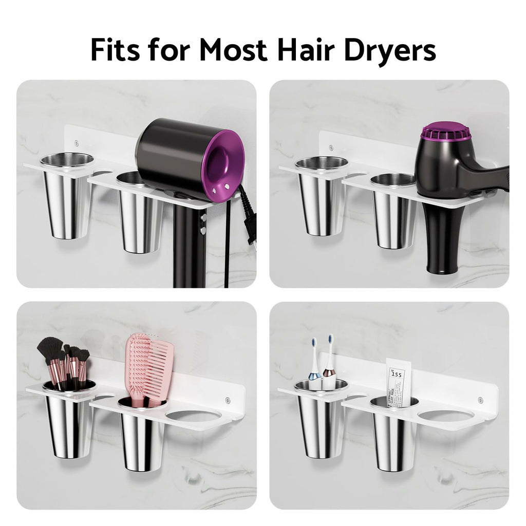 HIIMIEI Hair Tool Organizer Wall Mount, White Acrylic Hot Tool Holder with