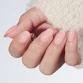 modelones Nude Pink Short Press on Nails, Semi-Transparent Oval Fake Nails Kit