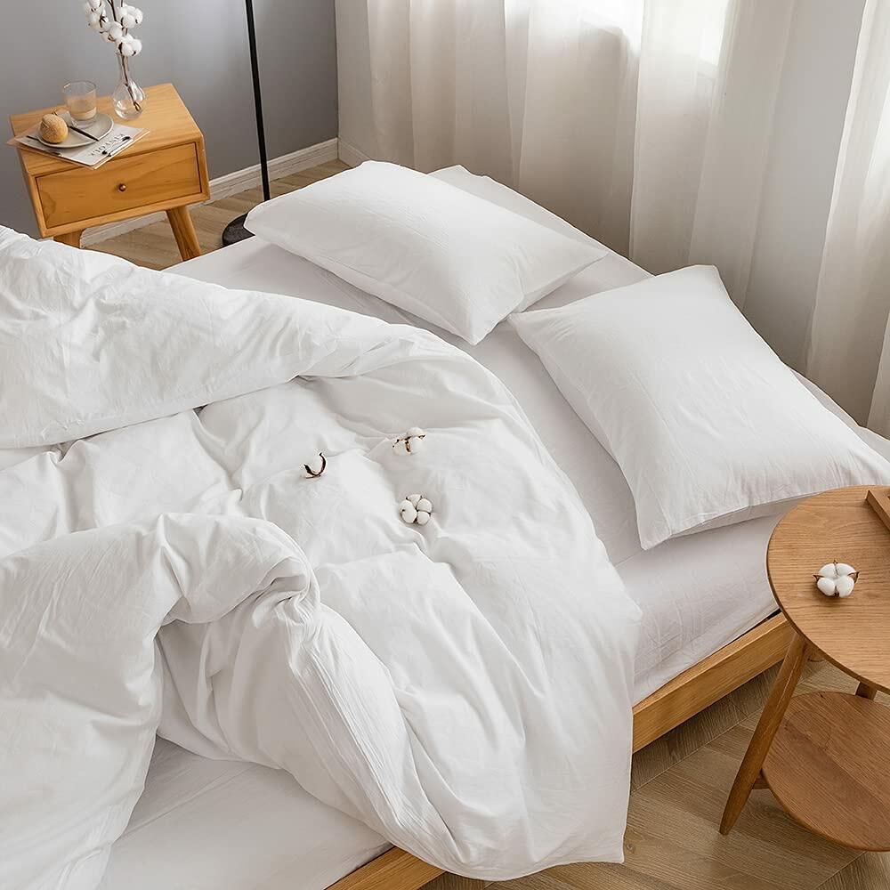 FACE TWO FACE Bedding Duvet Cover Set 3 Pieces 100% Washed Cotton Duvet Cover