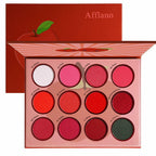 Red Eyeshadow Palette, 12 Colors Matte Shimmer Highly Pigmented Red Goth Makeup