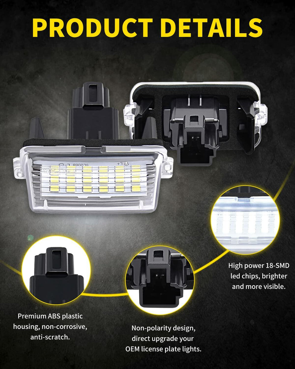 Pack of 2 Asgohme LED License Plate Lights Bright White Tag Lamp Assembly