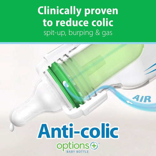 Dr. Brown's Anti-Colic Options+ Narrow Glass Baby Bottle with Level 1 Slow Flow