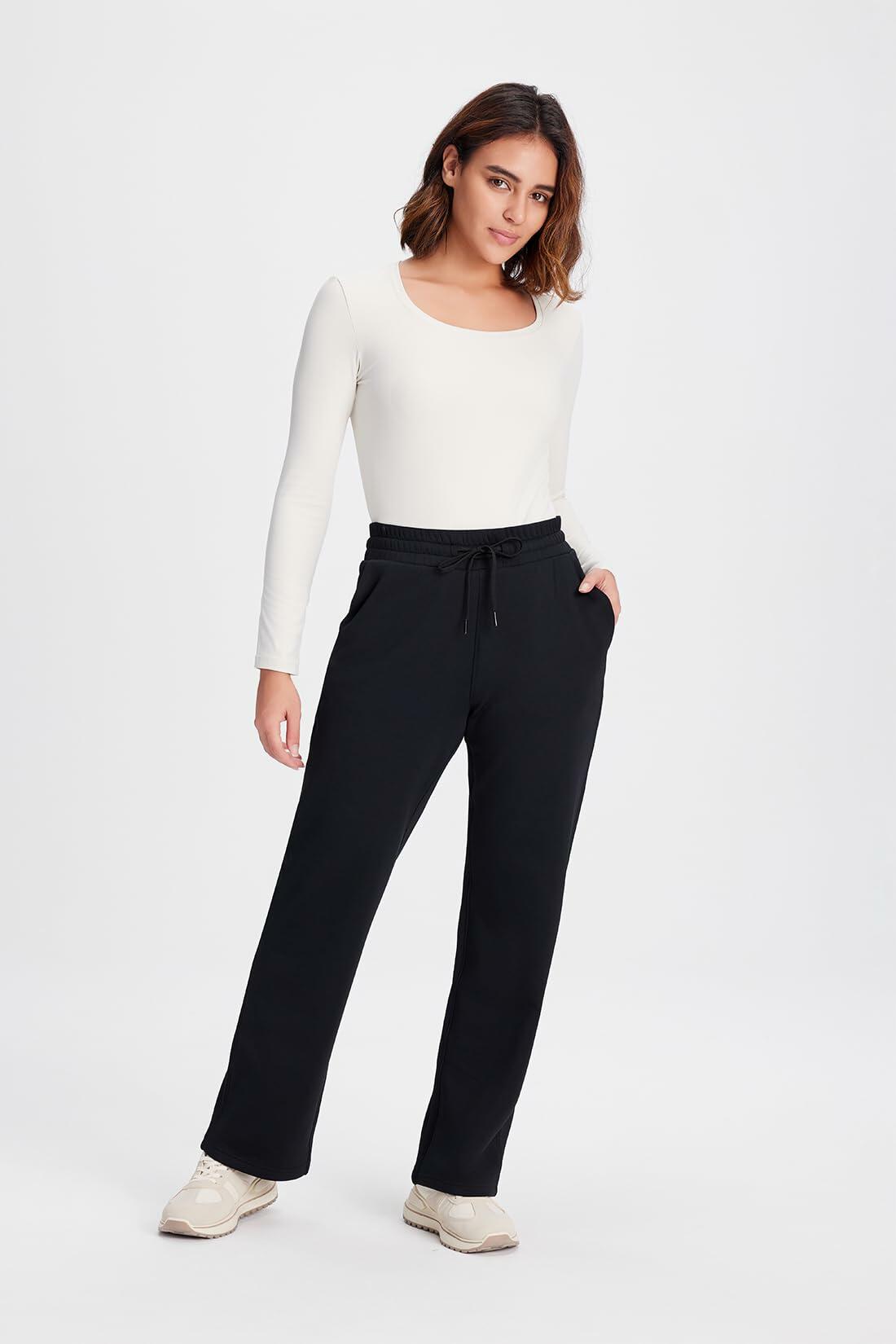 Yogipace Petite Women's CozyWarmth Thick Thermal Fleece Sweatpants, Relaxed