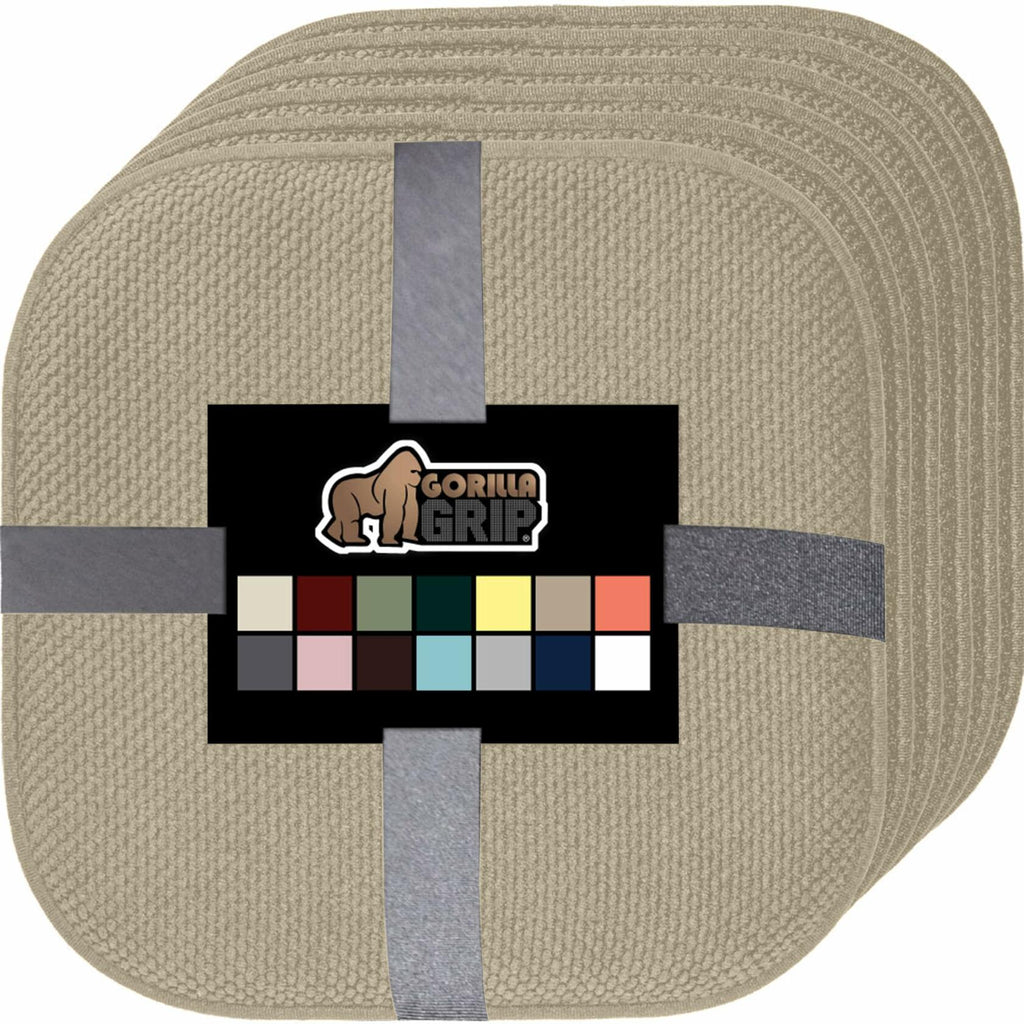 GORILLA GRIP Slip Resistant Chair Cushions, No Ties Required, Set of 6 Memory