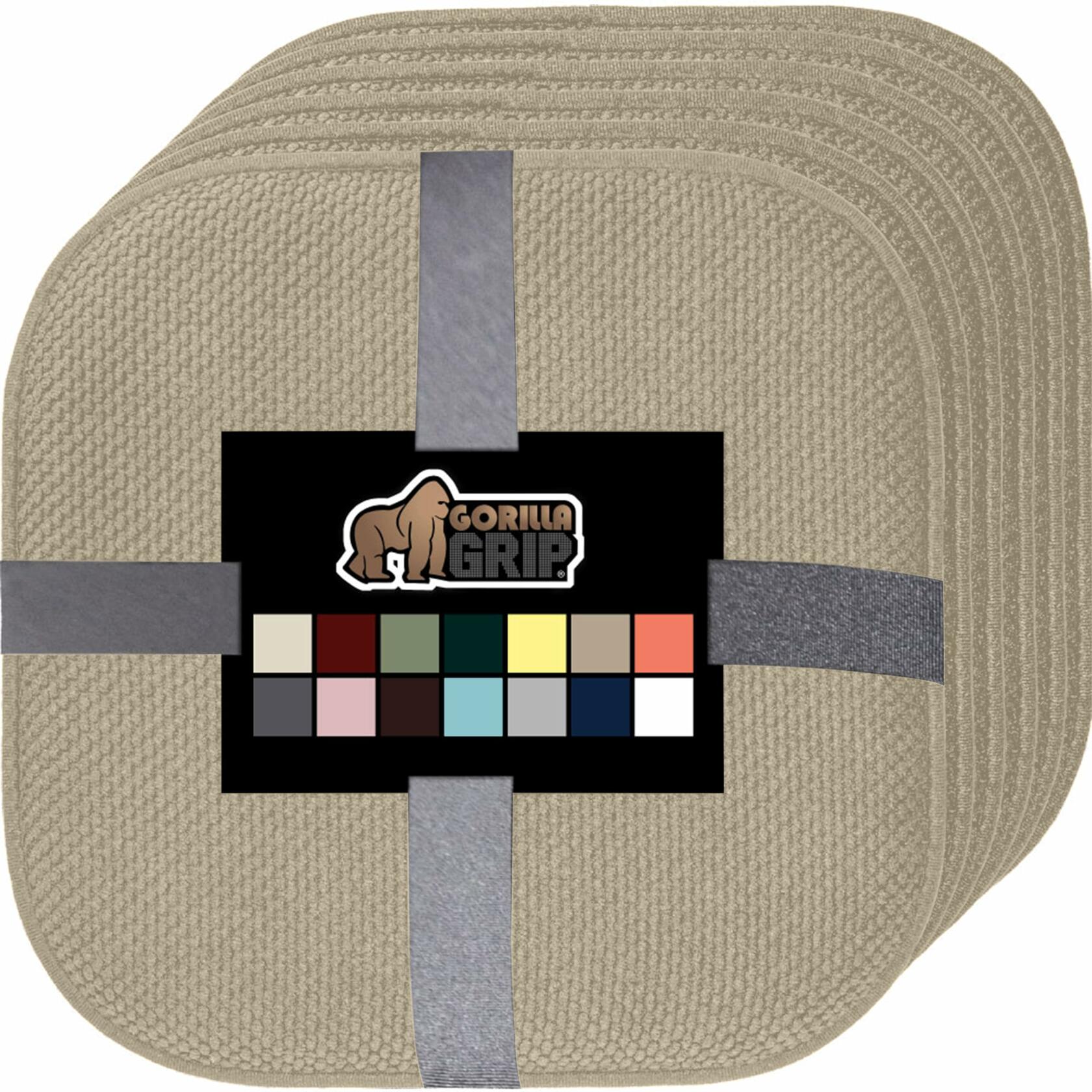 GORILLA GRIP Slip Resistant Chair Cushions, No Ties Required, Set of 6 Memory