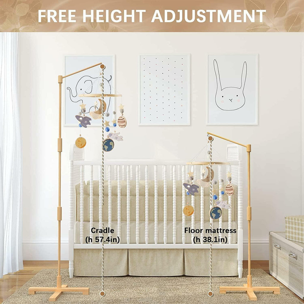 FEISIKE Baby Crib Mobile Arm, 57.4 Inch Mobile Arm for Crib Wooden Nursery Decor