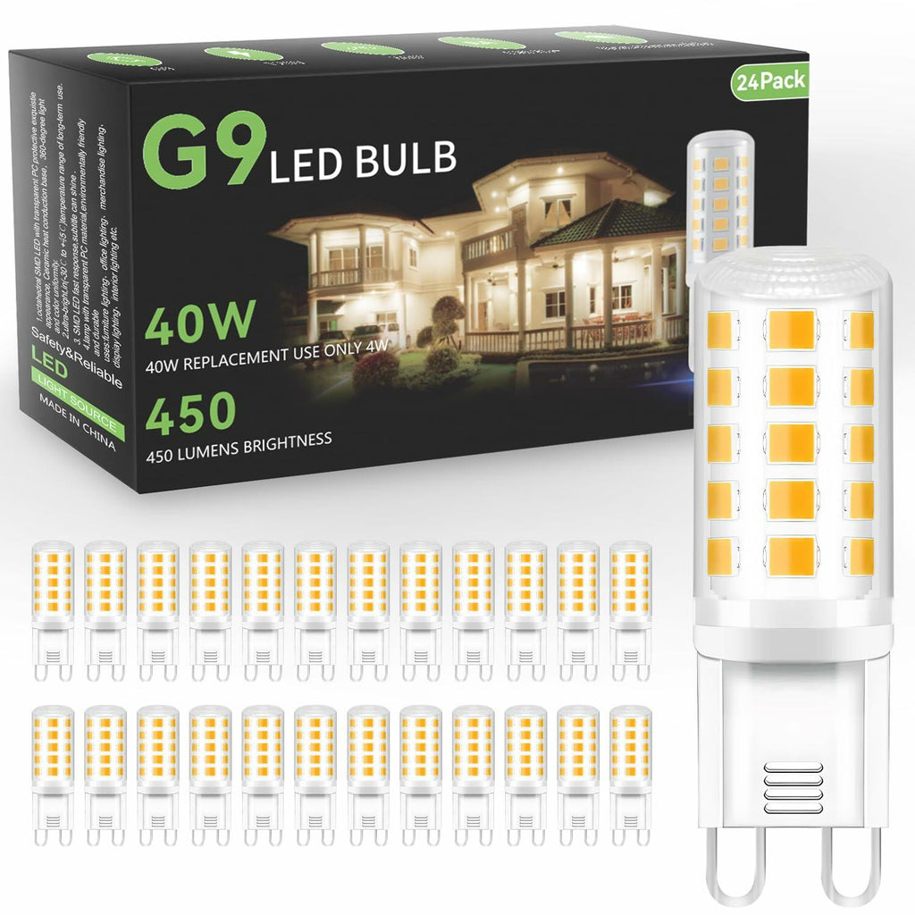 TJOY 24 Pack G9 LED Bulb 4W, 40 Watt Equivalent Halogen, 3000K Warm White