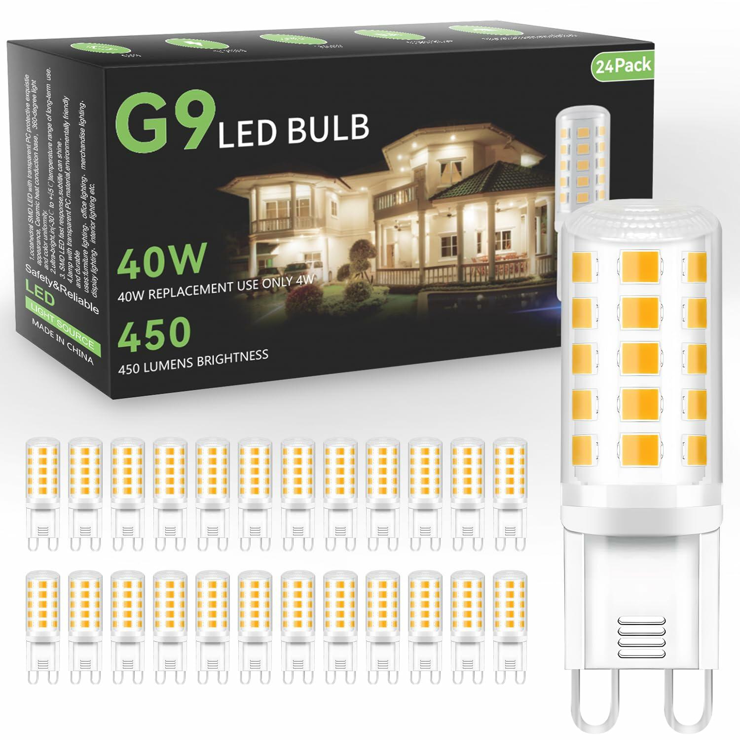 TJOY 24 Pack G9 LED Bulb 4W, 40 Watt Equivalent Halogen, 3000K Warm White
