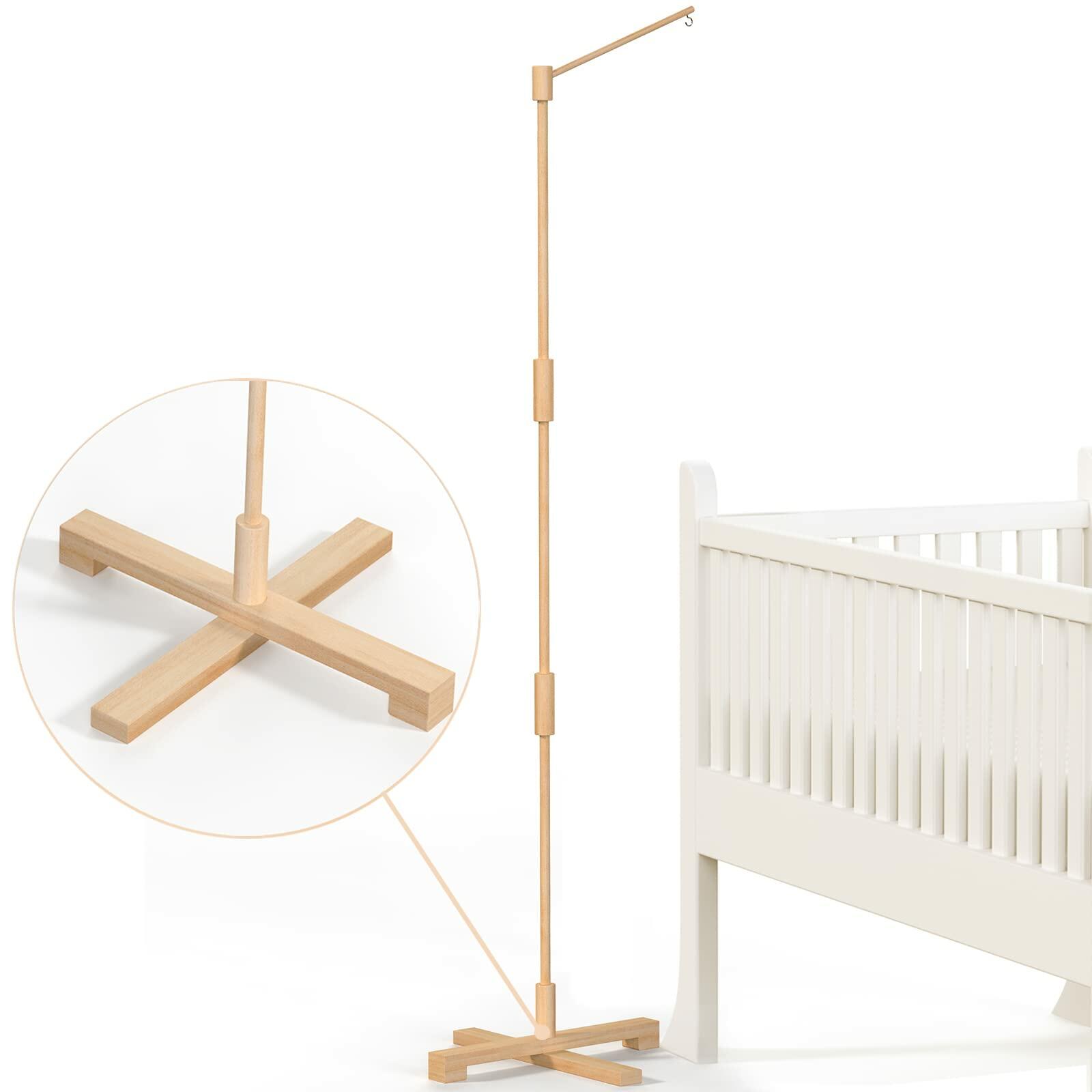 FEISIKE Baby Crib Mobile Arm, 57.4 Inch Mobile Arm for Crib Wooden Nursery Decor