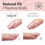 modelones Nude Pink Short Press on Nails, Semi-Transparent Oval Fake Nails Kit