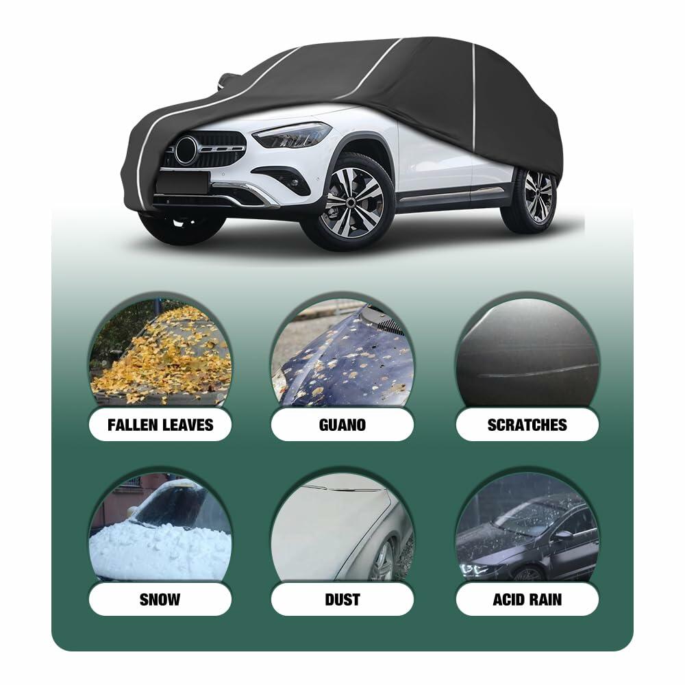 Fluorescent Strip Design 6 Layers Waterproof Car Cover Compatible for Mercedes