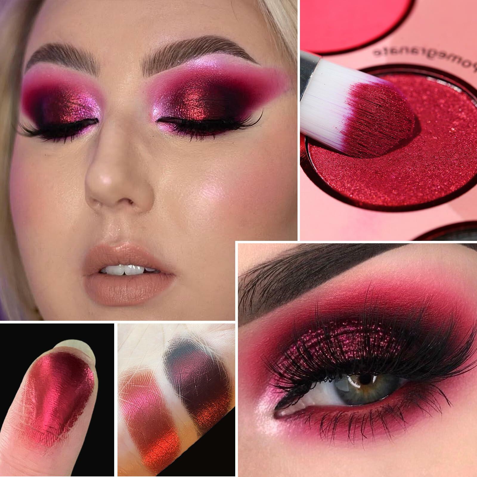 Red Eyeshadow Palette, 12 Colors Matte Shimmer Highly Pigmented Red Goth Makeup