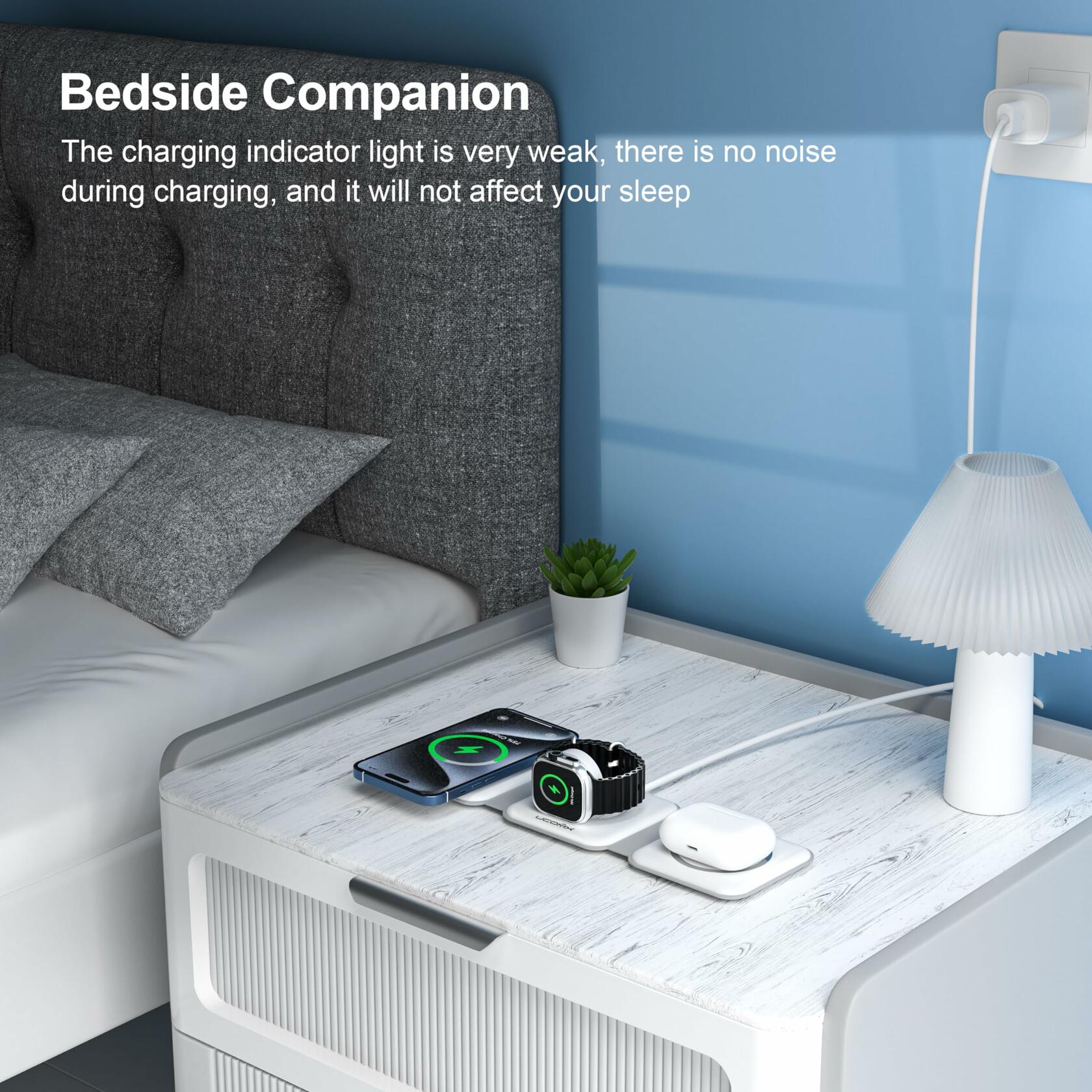 UCOMX 3 in 1 Charging Station for Multple Devices,Foldable 3 in 1 Wireless