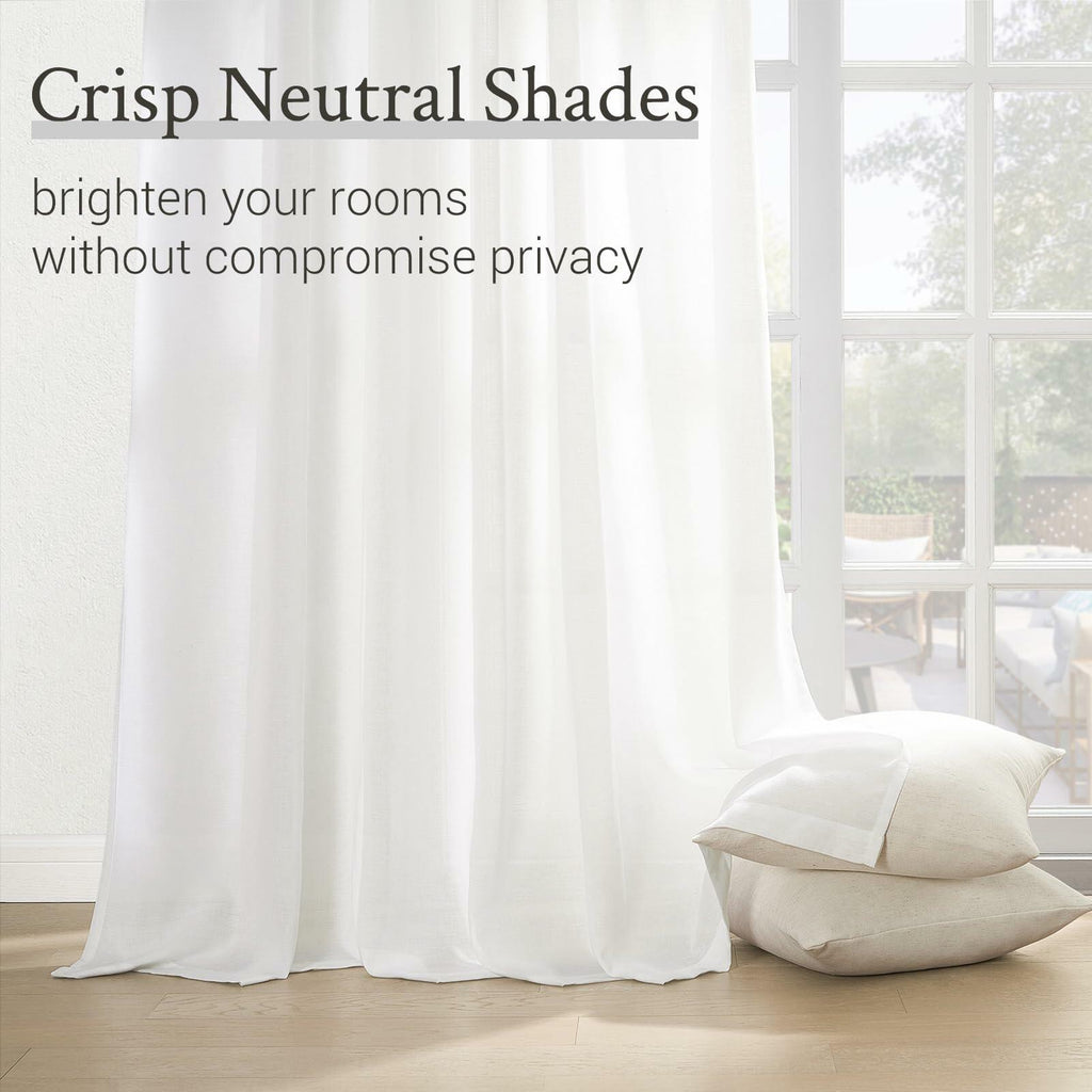 Pinch Pleated Sheer Curtains 84 Inches Long,Light Filtering Semi Sheer White