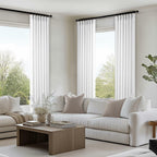 Topfinel Beige White White Linen Curtains 96 Inches Long for Living Room,Pinch