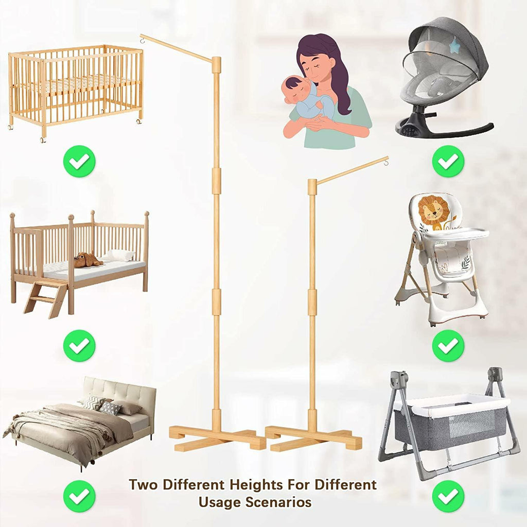 FEISIKE Baby Crib Mobile Arm, 57.4 Inch Mobile Arm for Crib Wooden Nursery Decor