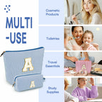 2 PCS Initial Makeup Bags for Women: Cosmetic Bag for Travel Toiletry - Birthday