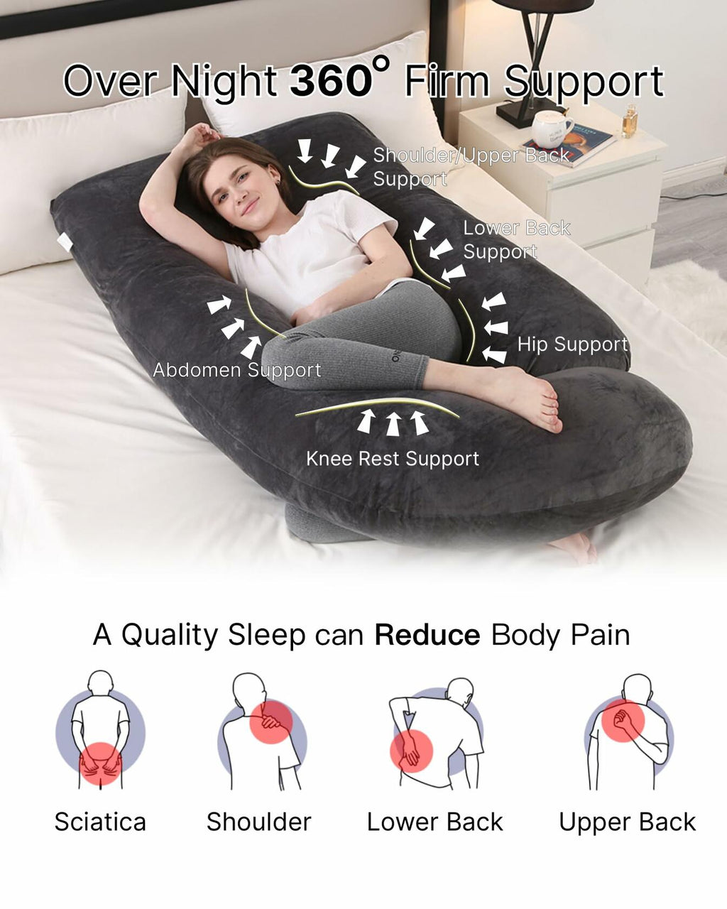 ALLOPERA Pregnancy Pillow, Full Body 57 Inch Maternity Pillow with Removable