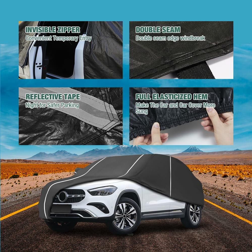 Fluorescent Strip Design 6 Layers Waterproof Car Cover Compatible for Mercedes