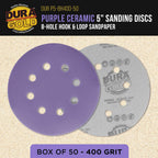 Dura-Gold Premium 400 Grit 5" Purple Film Ceramic Sanding Discs, 8-Hole Pattern,