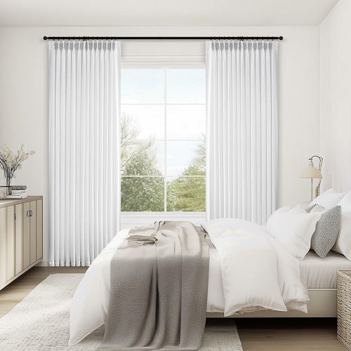 Topfinel Beige White White Linen Curtains 96 Inches Long for Living Room,Pinch