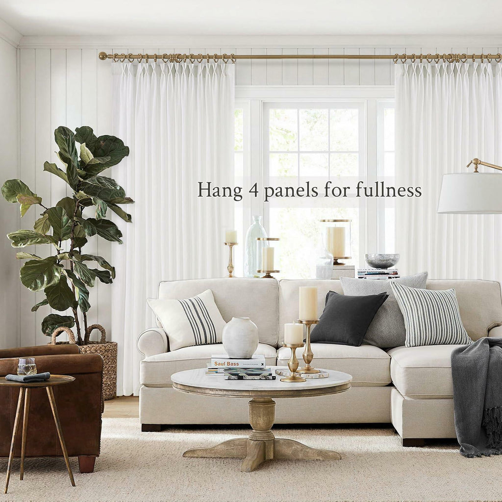 Pinch Pleated Sheer Curtains 84 Inches Long,Light Filtering Semi Sheer White